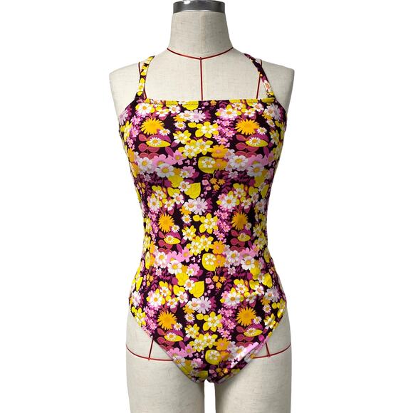 Aerie Womens Size L Floral One Piece Open Back  Swimsuit - Picture 1 of 6